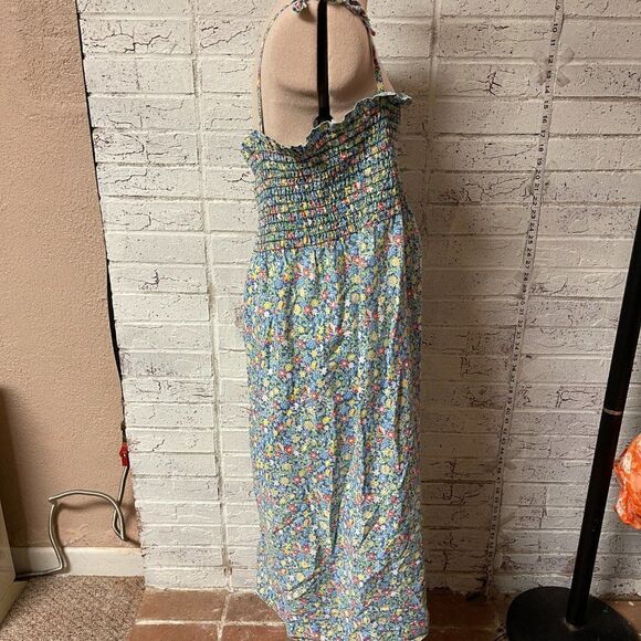 Vintage Private Line Prairie Floral Midi Shirred Dress Large - Picture 5 of 11